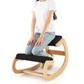 Wooden Rocking Chair with Comfortable Padded Seat Cushion and Knee Support-Black